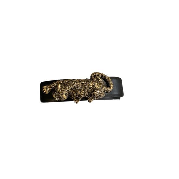 CHICO'S S SMALL Black & Gold Leopard Stones Jewels Women's Belt - Picture 2 of 9